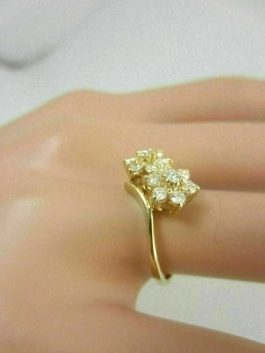 2Ct Round Cut Lab Created Diamond 14K Yellow Gold FN Cluster Engagement Ring