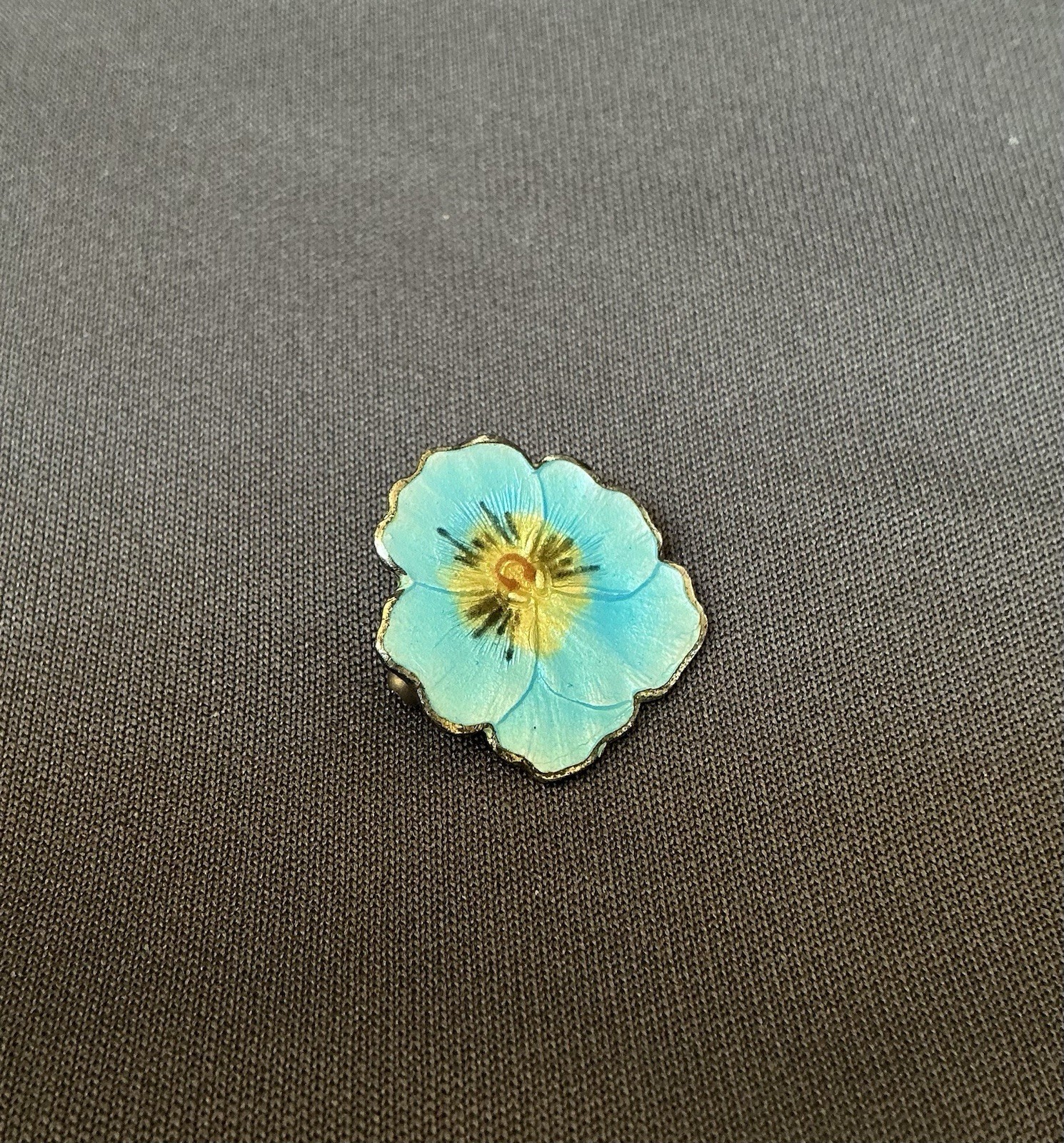 Vintage Ivar T Holth Norway Sterling Silver Blue Guilloche Enamel Pansy Pin