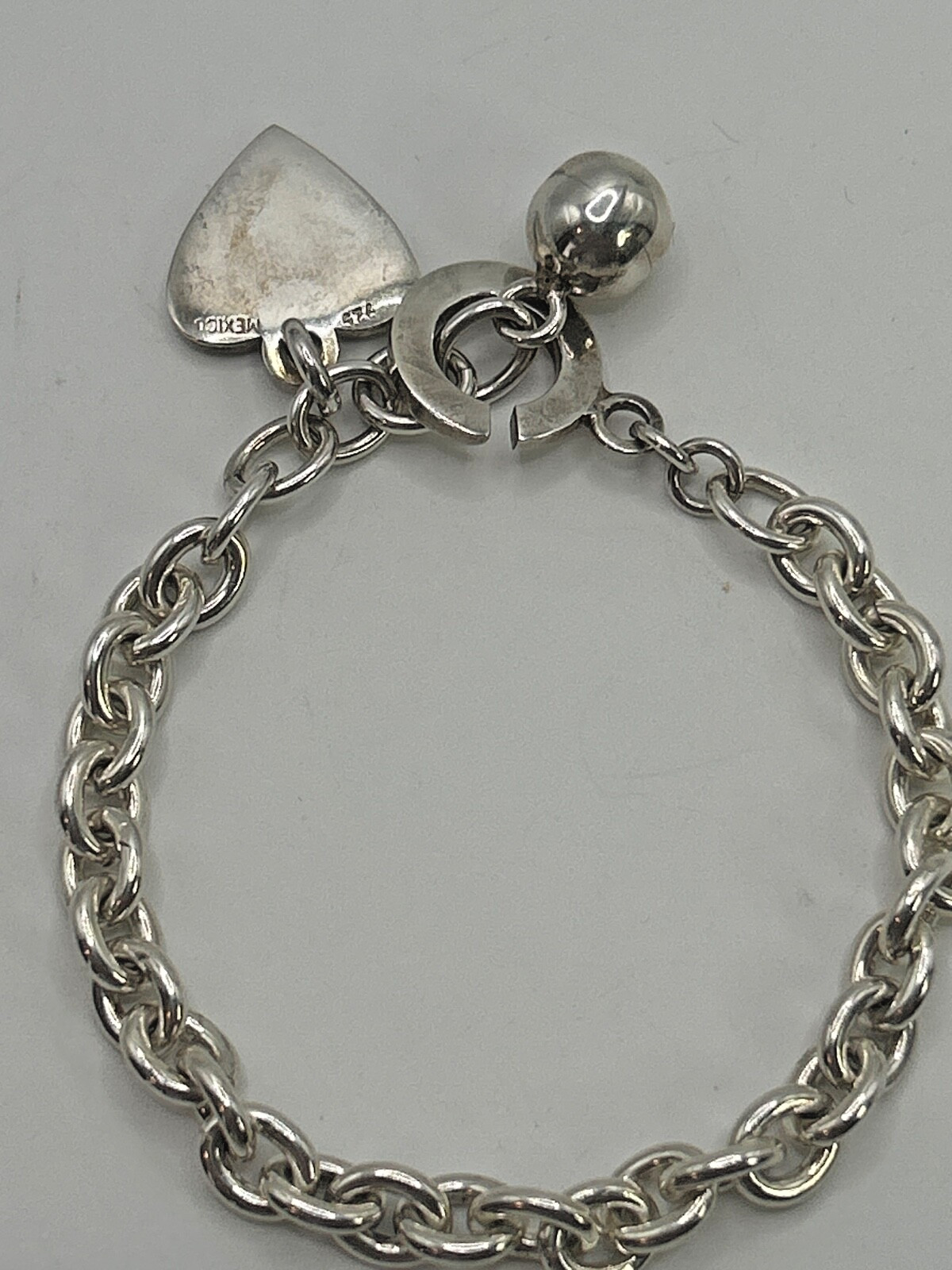 Vintage .925 Sterling Silver 6mm Link Chain 7″ Starter Charm Bracelet