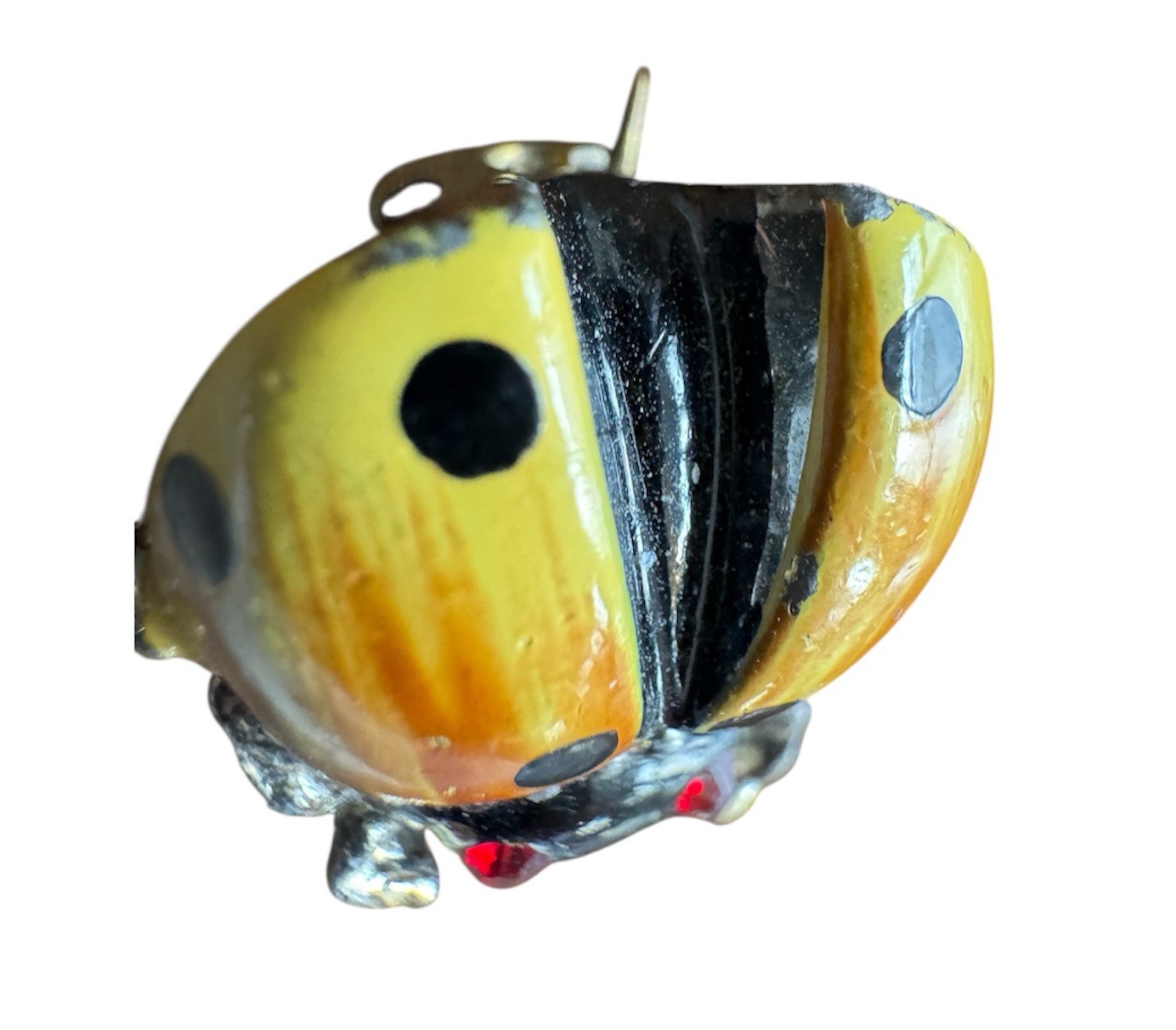 Set of 2 Vintage Small Silver Tone Ladybug Brooch Pins, Almost 1 Inch, Fair Cond