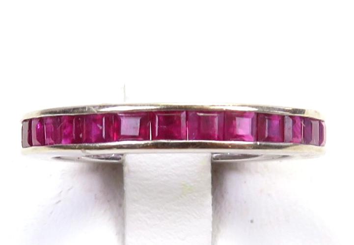 Antique Art Deco 1920’s Ruby Eternity Wedding Band Size 6.25 UK-M EGL USA 2.08CT