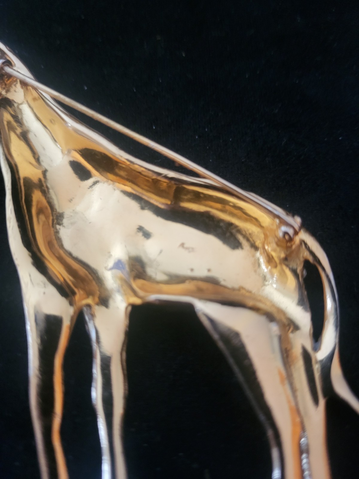 Vtg Signed Coro??GIRAFFE BROOCH Gold Tone Vintage Book piece Missing 4 Stones
