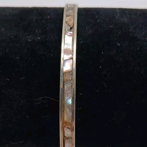 Mexican Bangle Bracelet Abalone Shell Detail