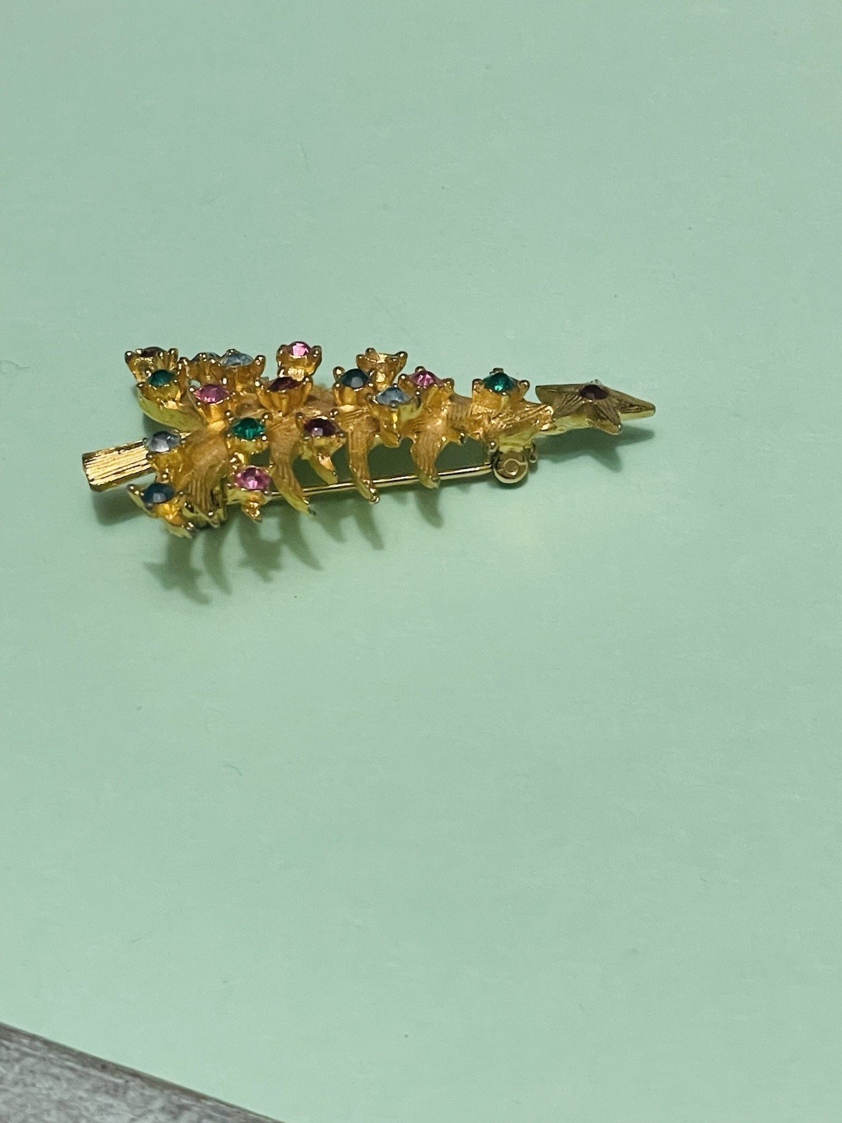 Designer Christmas Tree Pin/Brooch MyLu Colorful Rhinestones-VTG Estate Find!