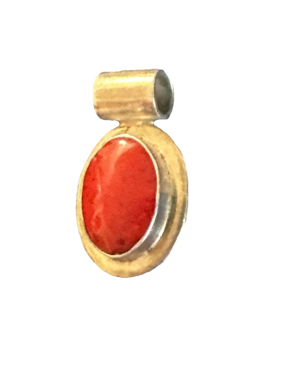 925 Sterling Silver Vintage Mexico Real Coral Slide Pendant 5.9g
