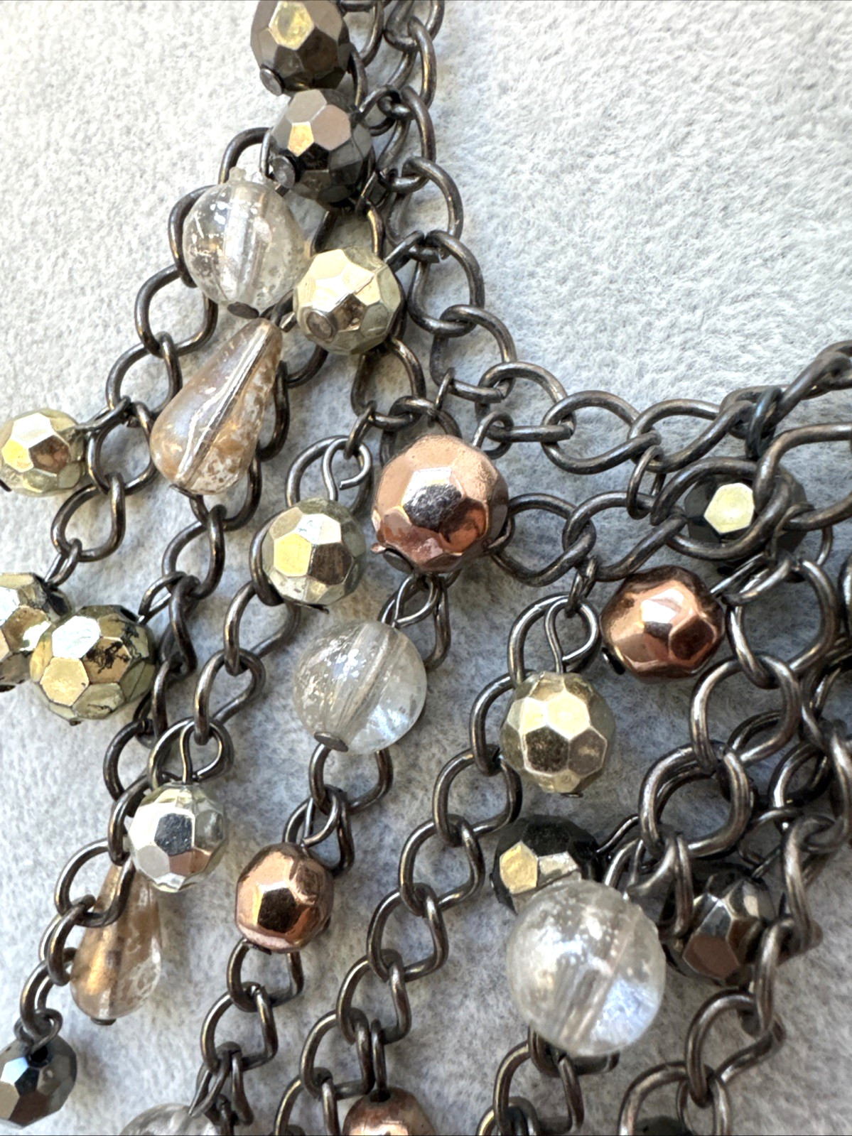 Gunmetal VTG Modernist Metal Necklace Mesh Chainmail Choker goth Hippie Gypsy