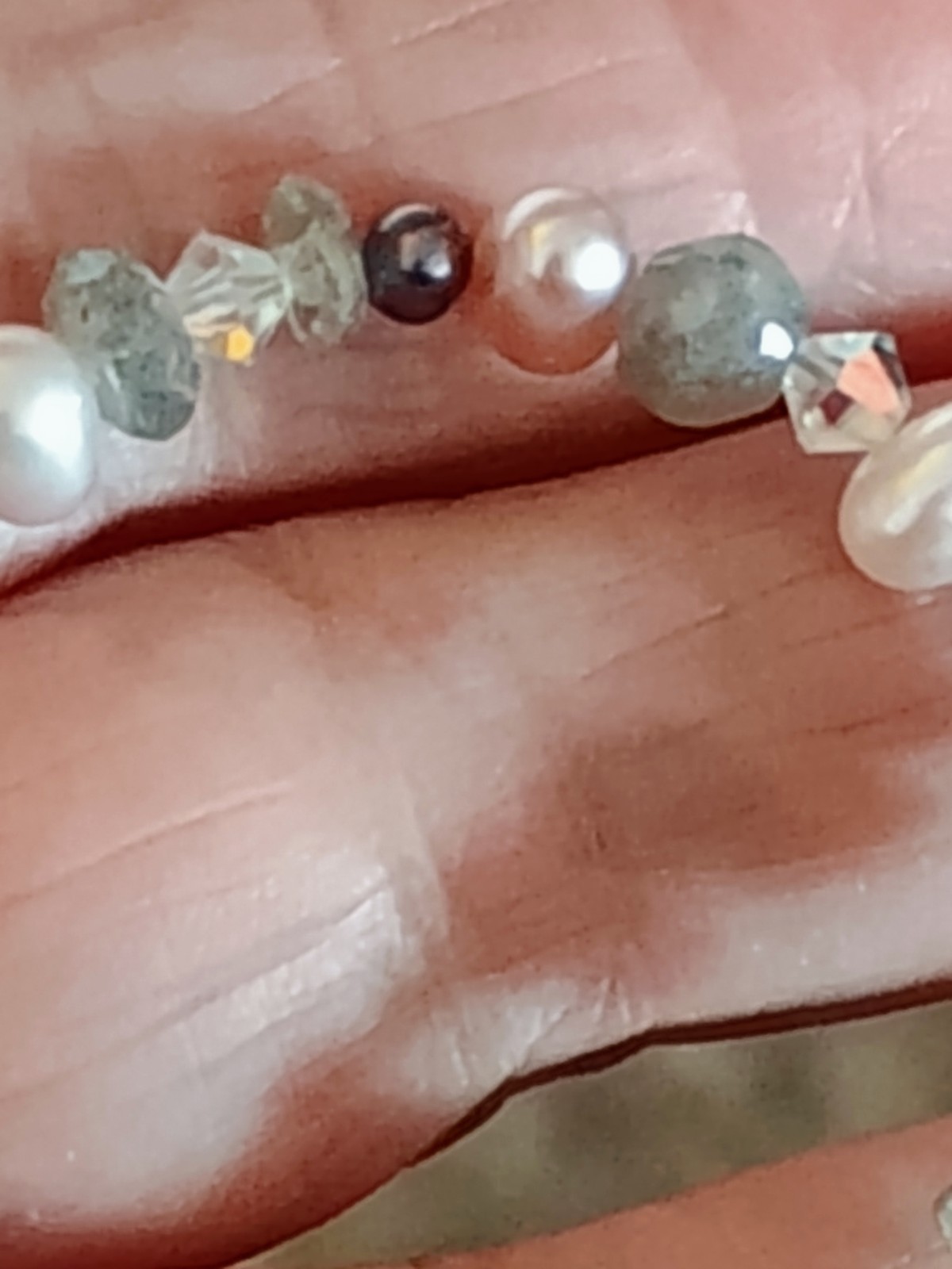 Vtg Sterling Silver Bracelet With GEORGEOUS Multicolored Real Pearls And Crystal