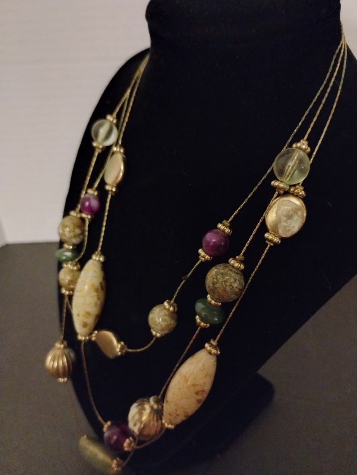 Vintage necklace,Three Layer Necklace Beautiful In Mint Condition.