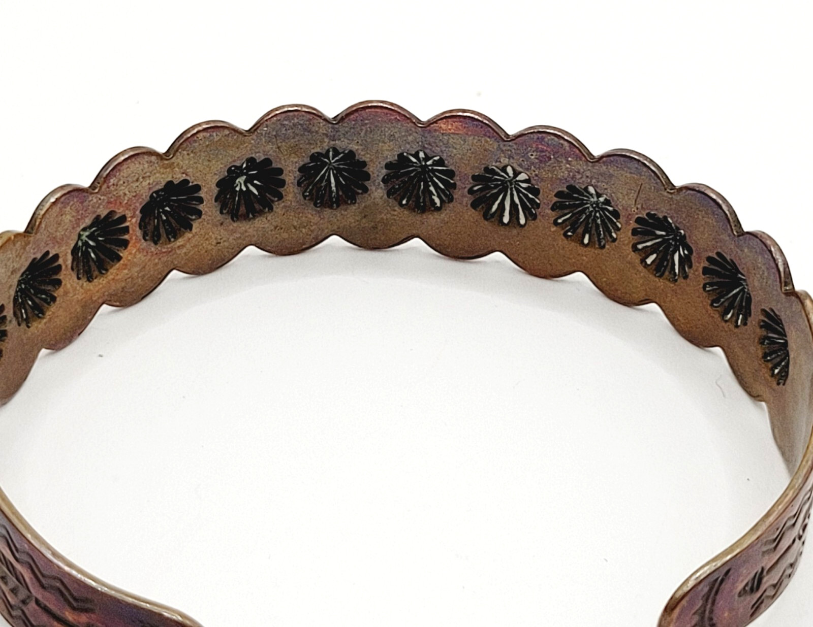 Copper Southwestern Concho Repousse Arrow Engraved Design SMALL Cuff Bracelet