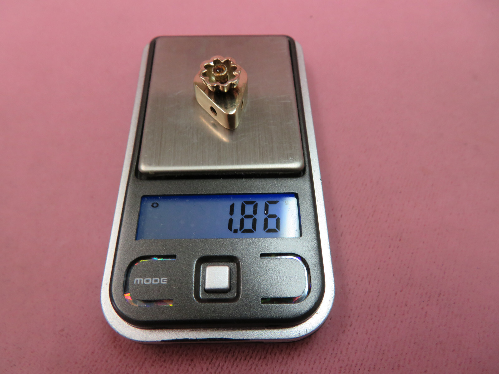 14K Solid Y. Gold Citrine Slide Charm for Bracelet 1.86 Grams