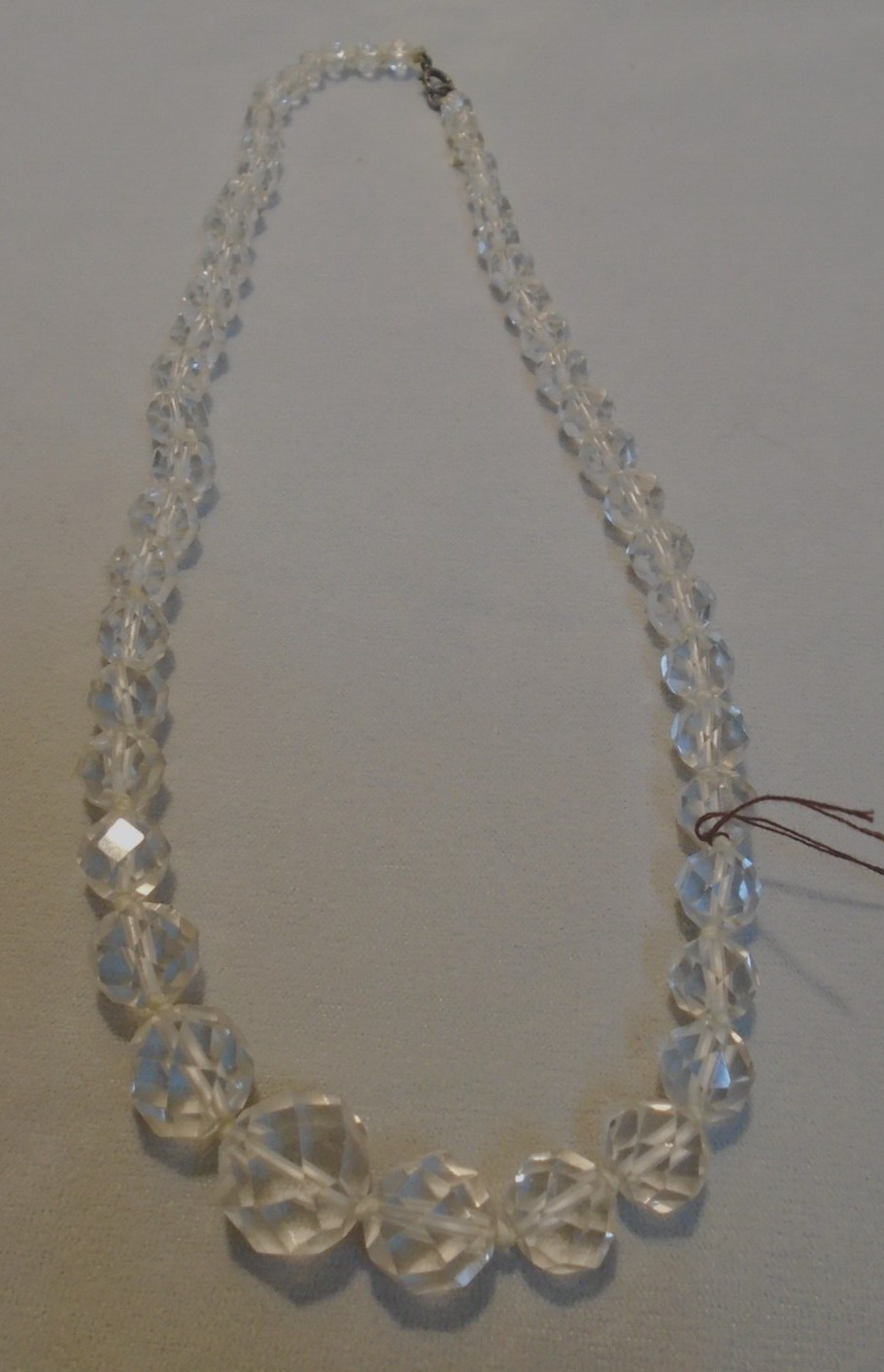 Crystal Glass Faceted Beads Knotted 20″ Necklace 1/4″-1/2″ BEADS VTG FREE SHIP