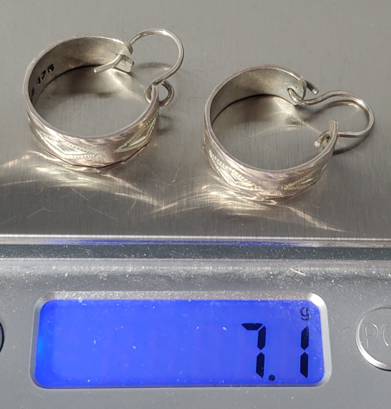 Vtg Sterling Silver SOUTHWEST Stamped Designs Dangle Drop Hoop Earrings Lot