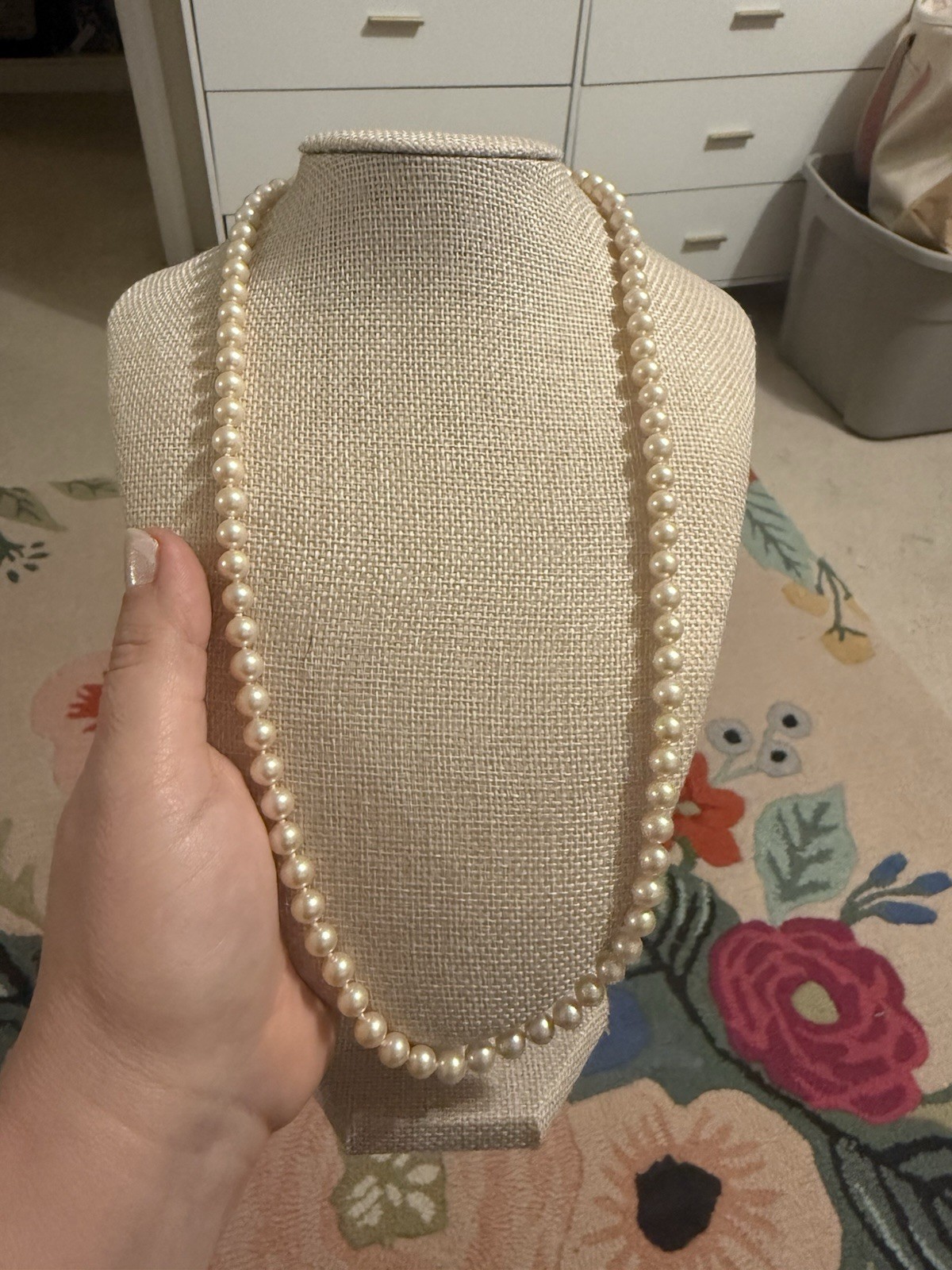 Vintage Pearl Necklace Lobster Claw Clasp Silver Tone