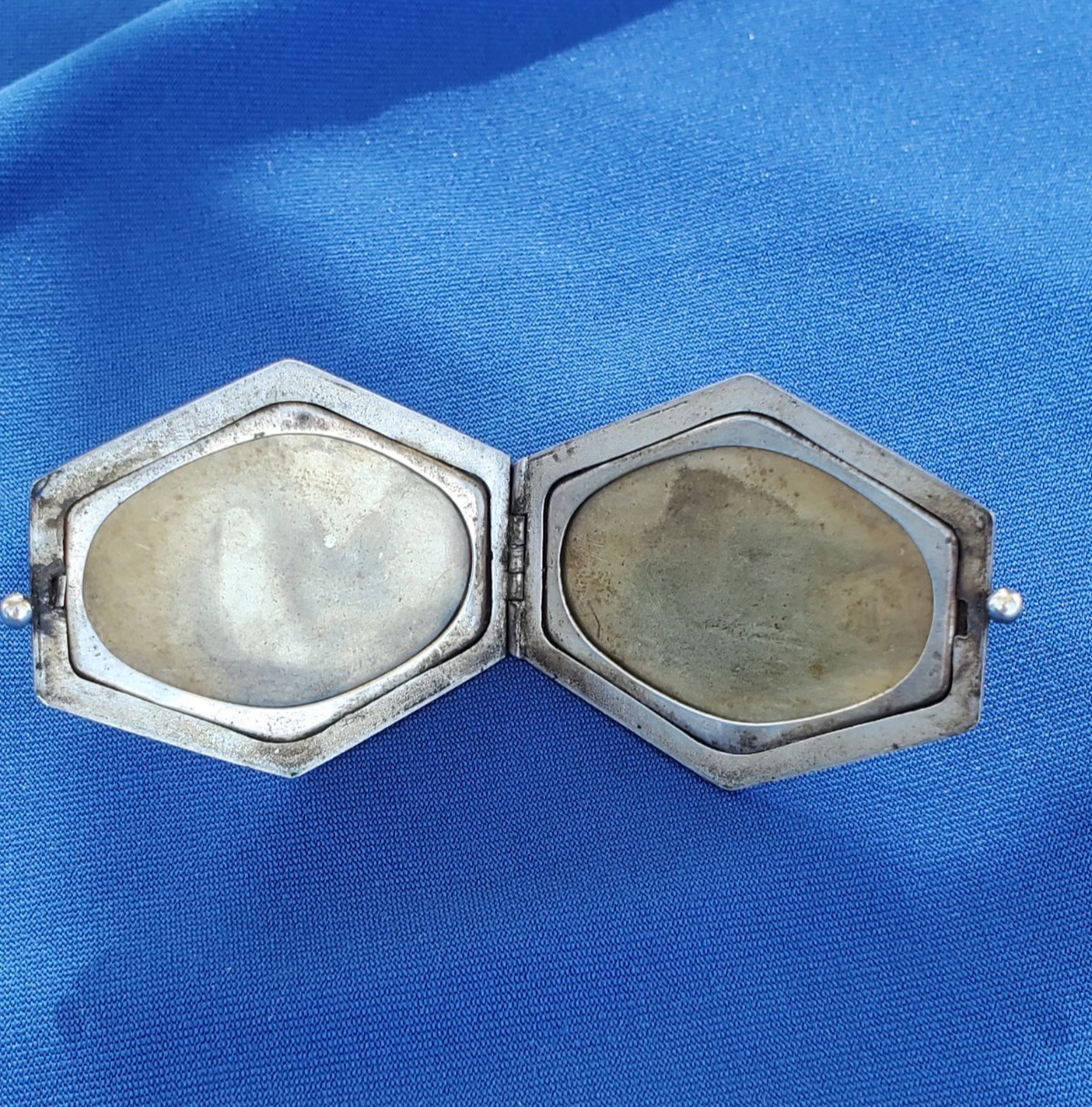 ORIGINAL Antique Deco STERLING SILVER 925 Pendant Vintage Hexagon Lozenge Locket