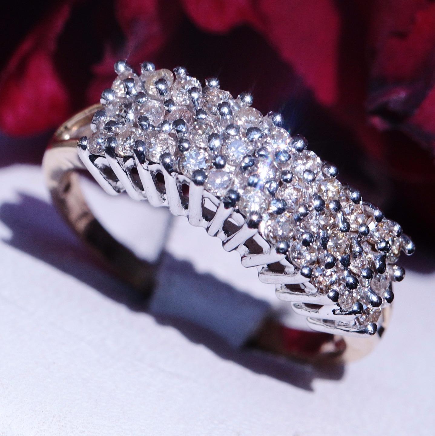 14k yellow gold ring 0.50ct natural diamond cocktail 2.85gr handmade size 5. 5