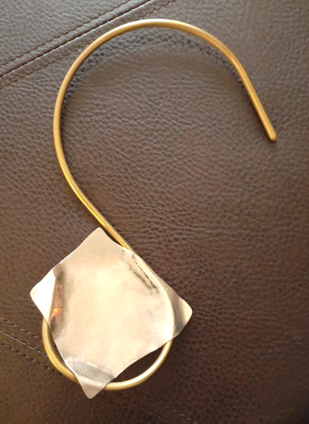 Vintage Abstract Modernist Sterling Mixed Metal Studio Designer Collar Necklace