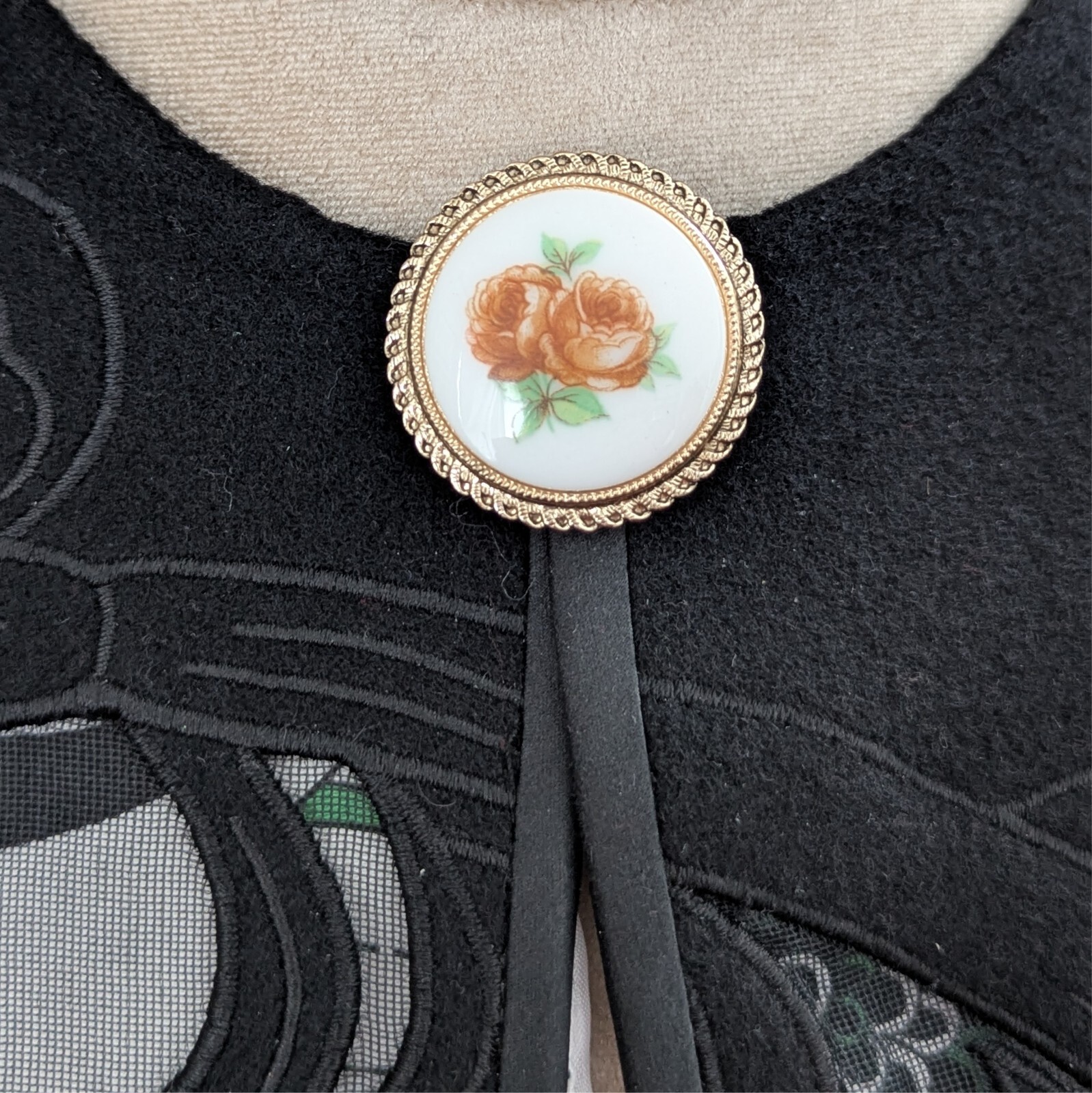 Rose Scarf Dress Clip Western Germany Vintage Victorian Revival Jewelry Gift