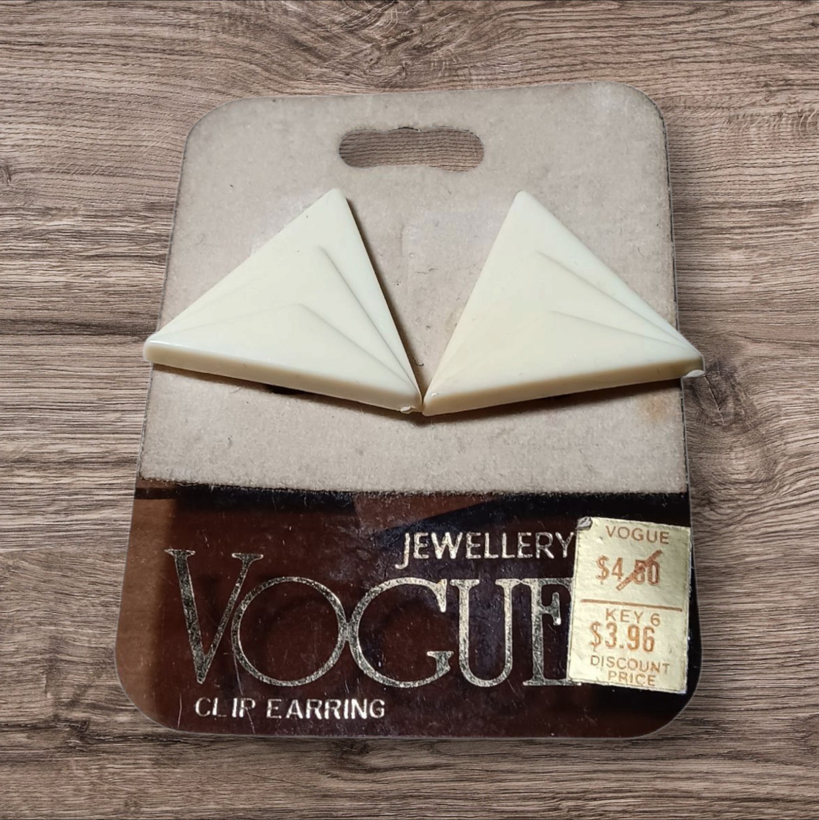 Vogue Art Deco Triangle Celluloid Earrings Clip On Hollywood Regency
