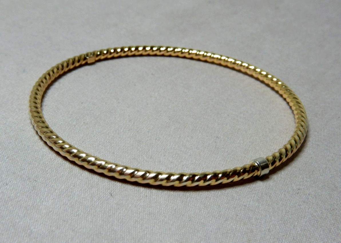 Vintage Italian 9ct Gold Over Sterling Silver Twist Bangle 66mm Interior 4245