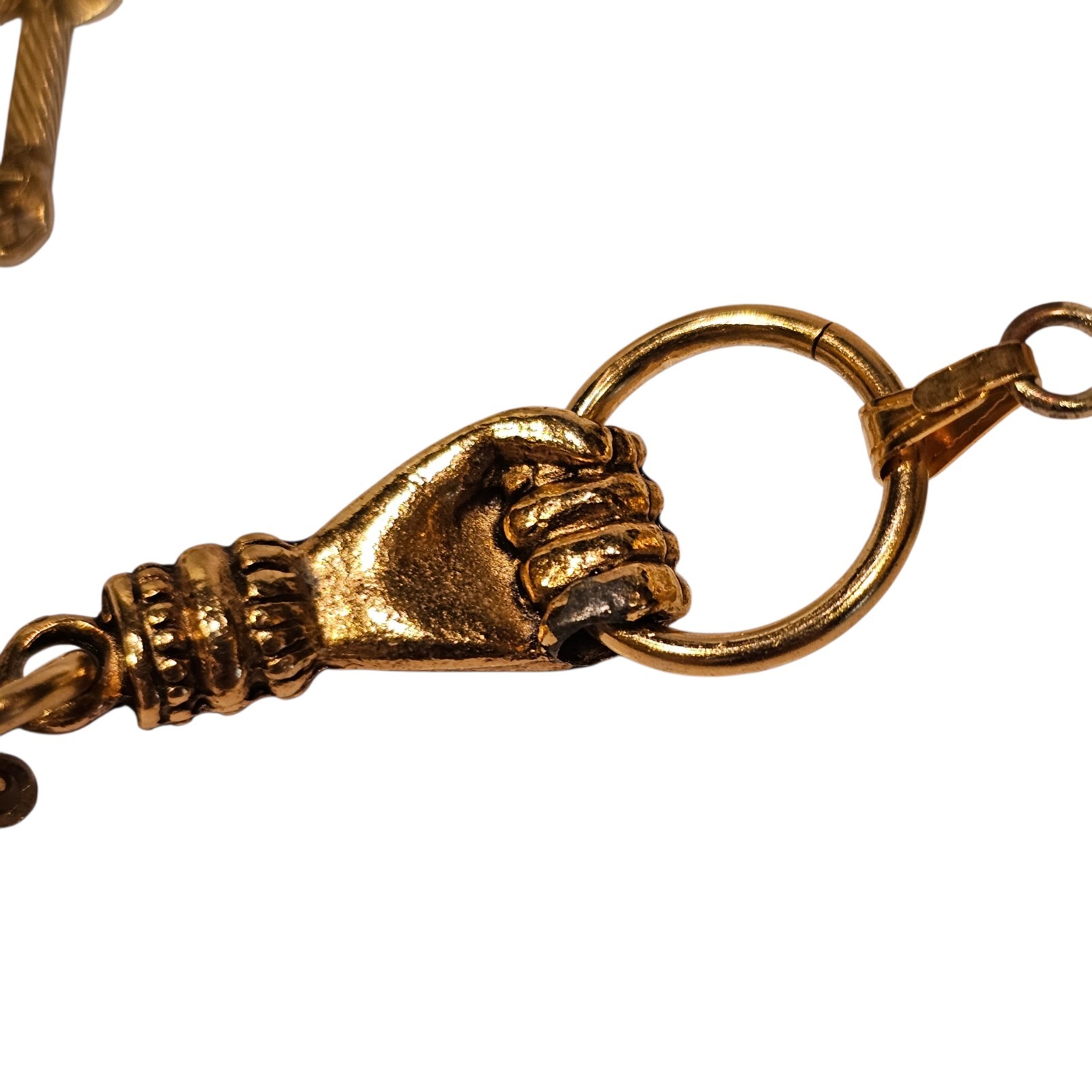 Designer John Wind Maximal Art Hand Door Knocker Geode Gold Tone Necklace