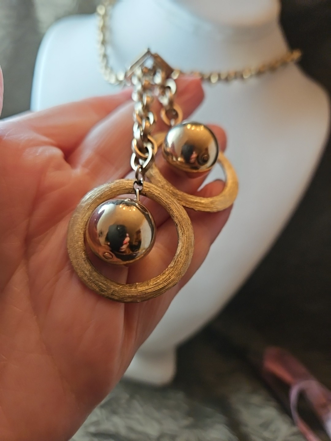 BOLERO LARIATE SLIDE NECKLACE Tassles of Orbitting Planets Mid-Century MCM 50s