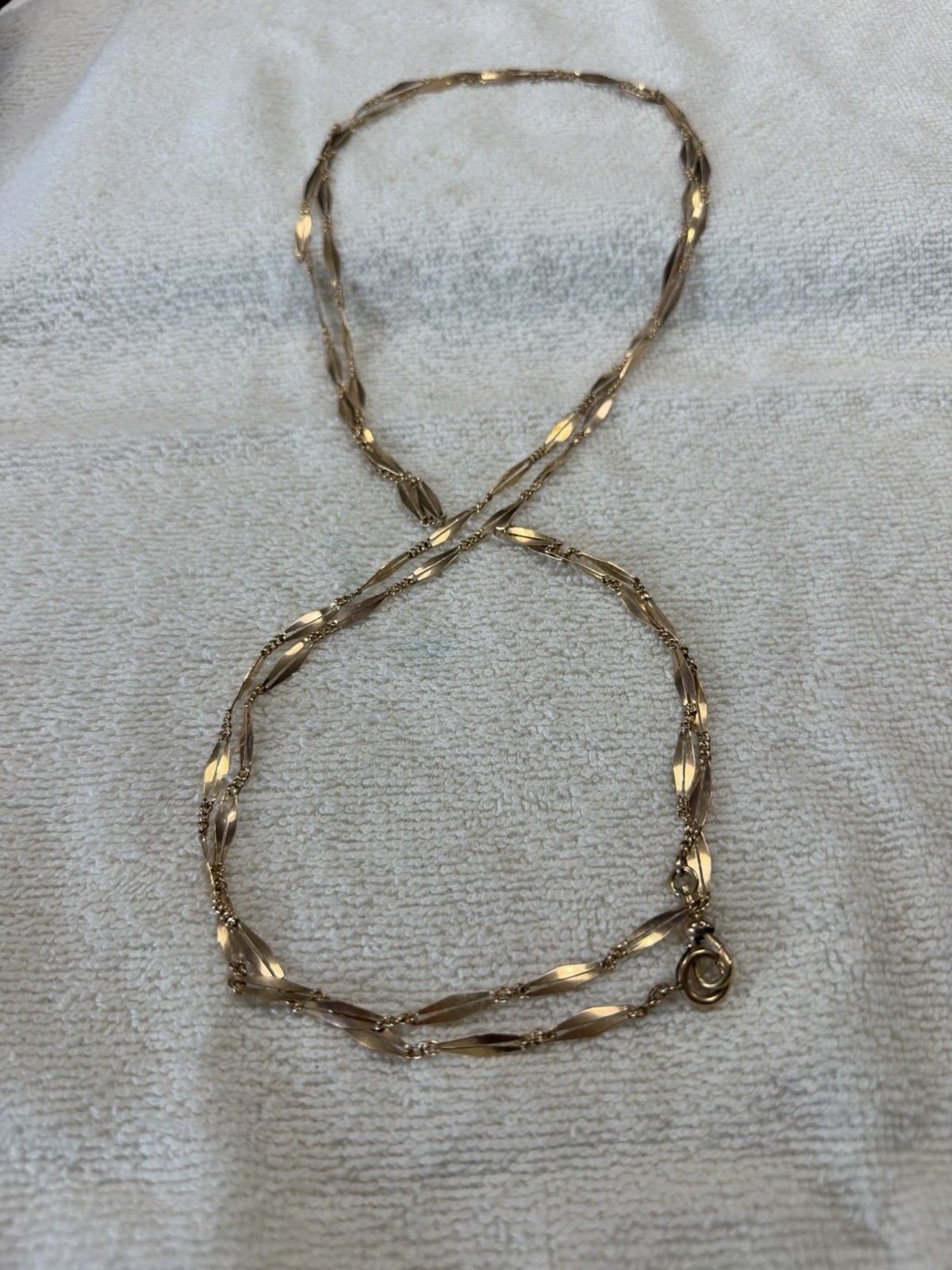 Antique 58″ Solid Gold Guard Chain Necklace 21.4g Acid Tested 14K Victorian