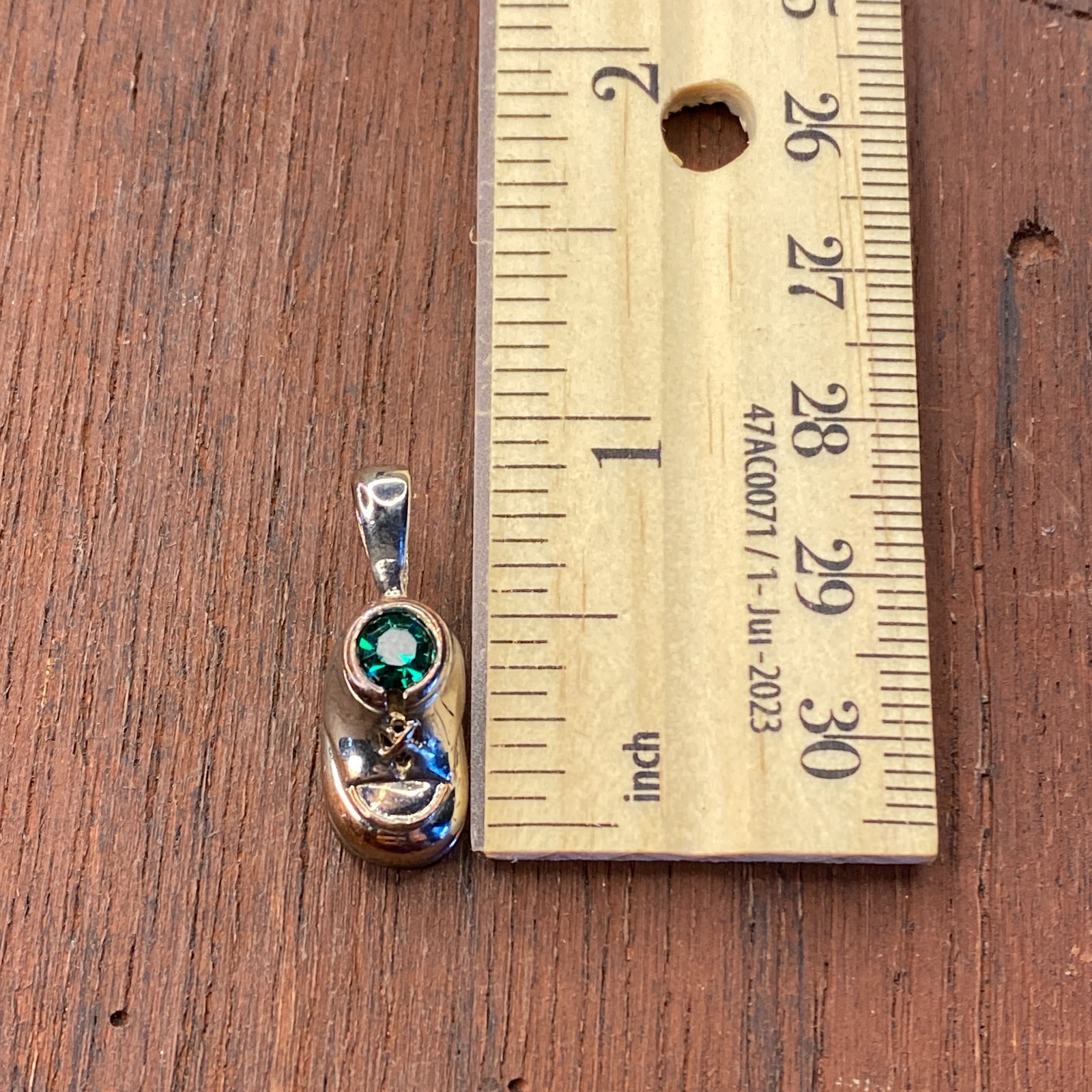 Vintage 925 Sterling Silver May Birthstone Baby Shoe Pendant Bracelet Charm