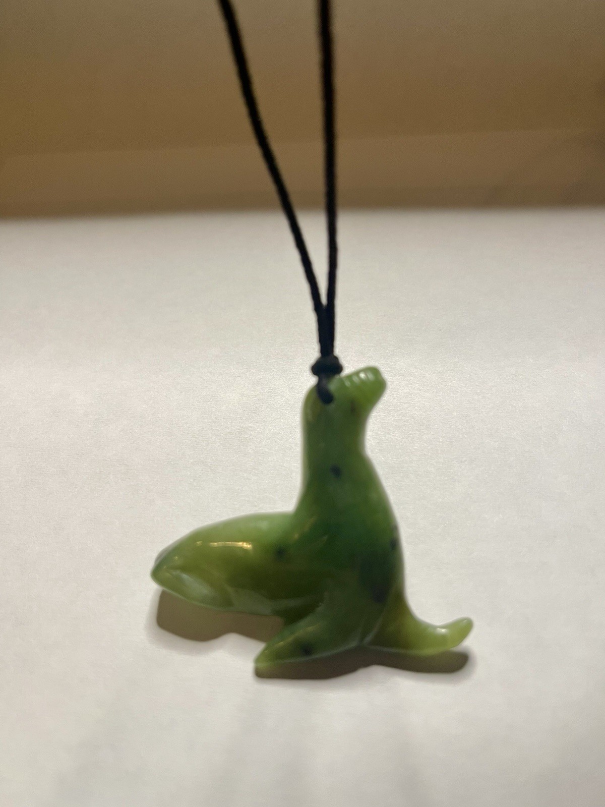 Jade Carved Pendant On A Black Chord