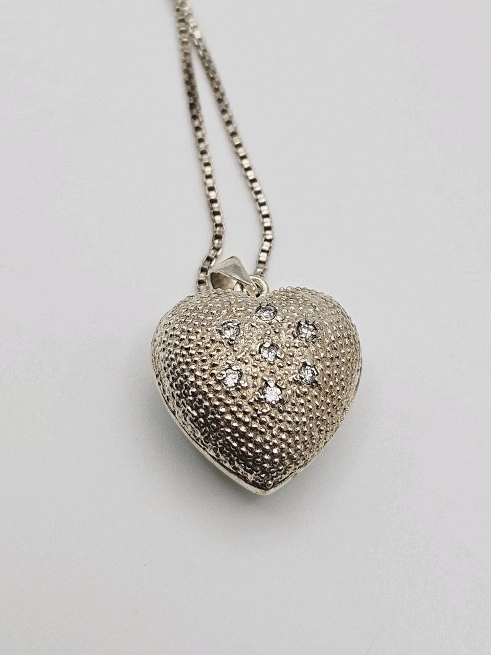 Dee Berkley DBJ Sterling Silver Jade & CZ Heart Pendant On 18″ Chain Necklace