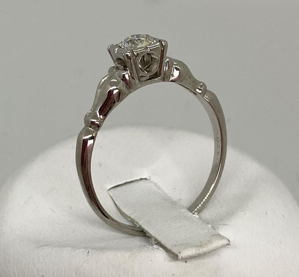 Vintage Platinum apx .20 ct Old European Cut Diamond SINC circa 1930 sz 7.5 #R61