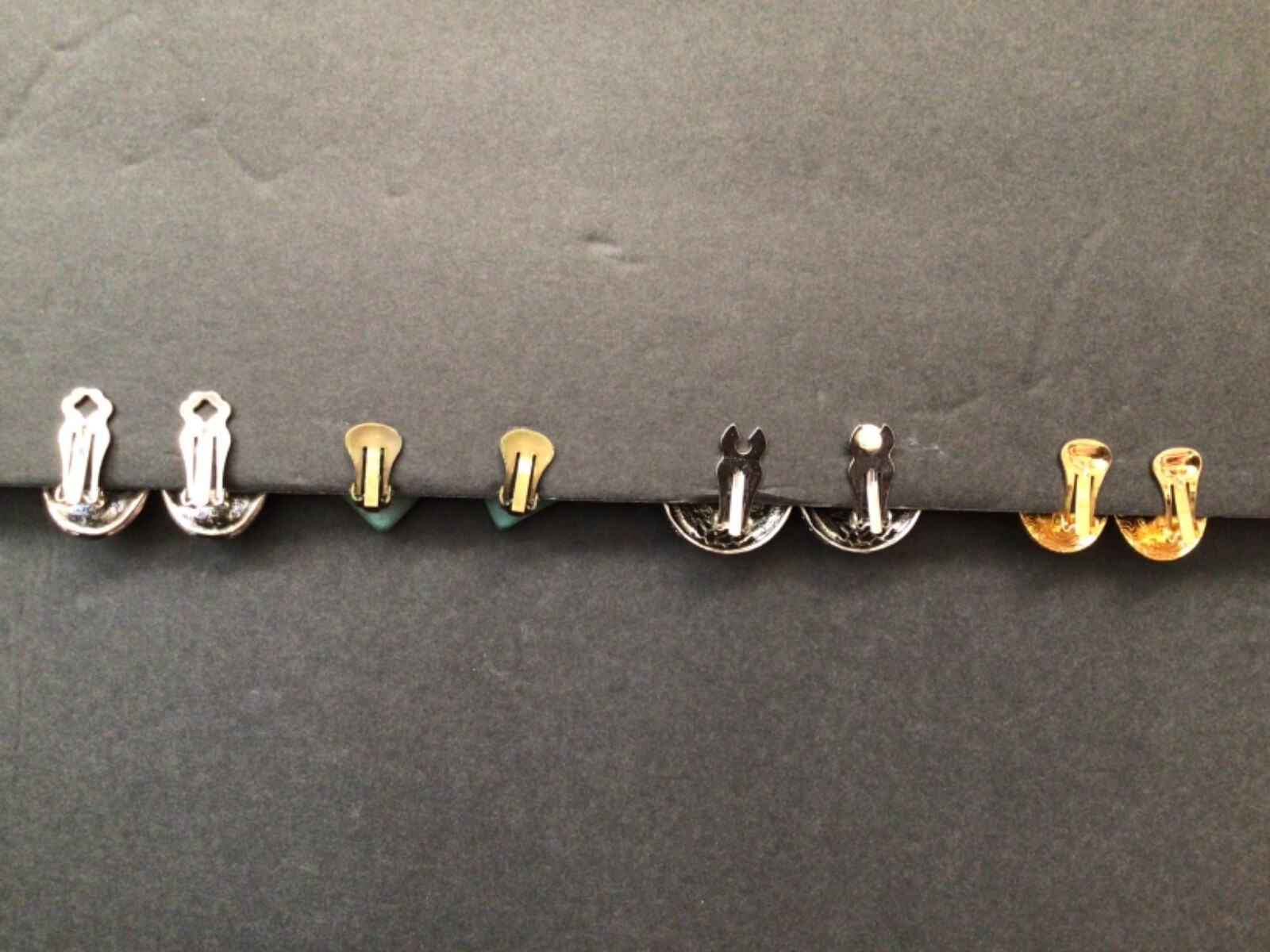 Lot of 4 Vintage Unbranded Mod Retro Rhinestone Clip On Earrings 60s 70s 80s