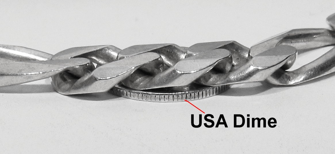 Large Vintage 11mm 82.7g 925 Sterling Silver Figaro Chain Mans Necklace 21″