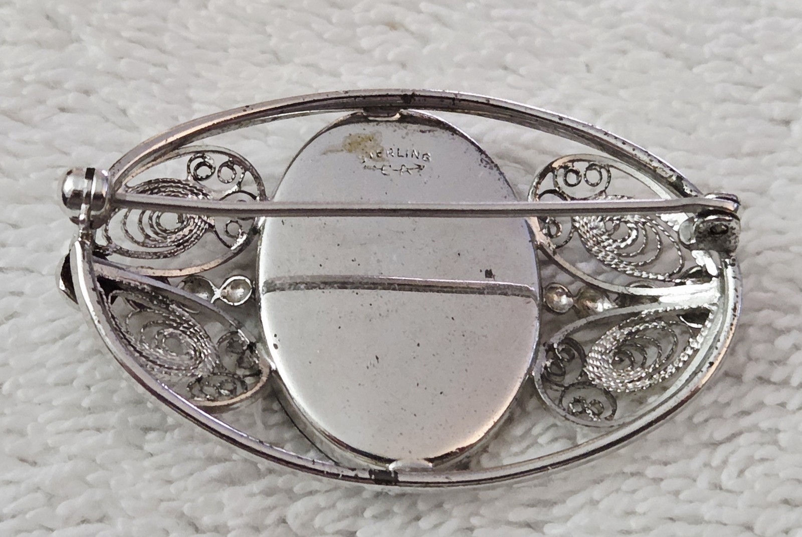 Vintage Carl Art Lady Portrait Filigree Sterling Silver 925 Brooch Pin SIGNED