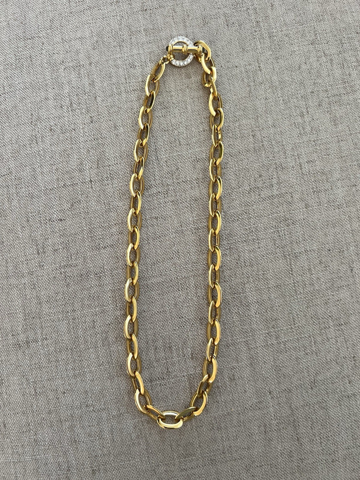 Nolan Miller Glamour Collection Gold And Rhinestone Toggle Clasp Necklace 19”