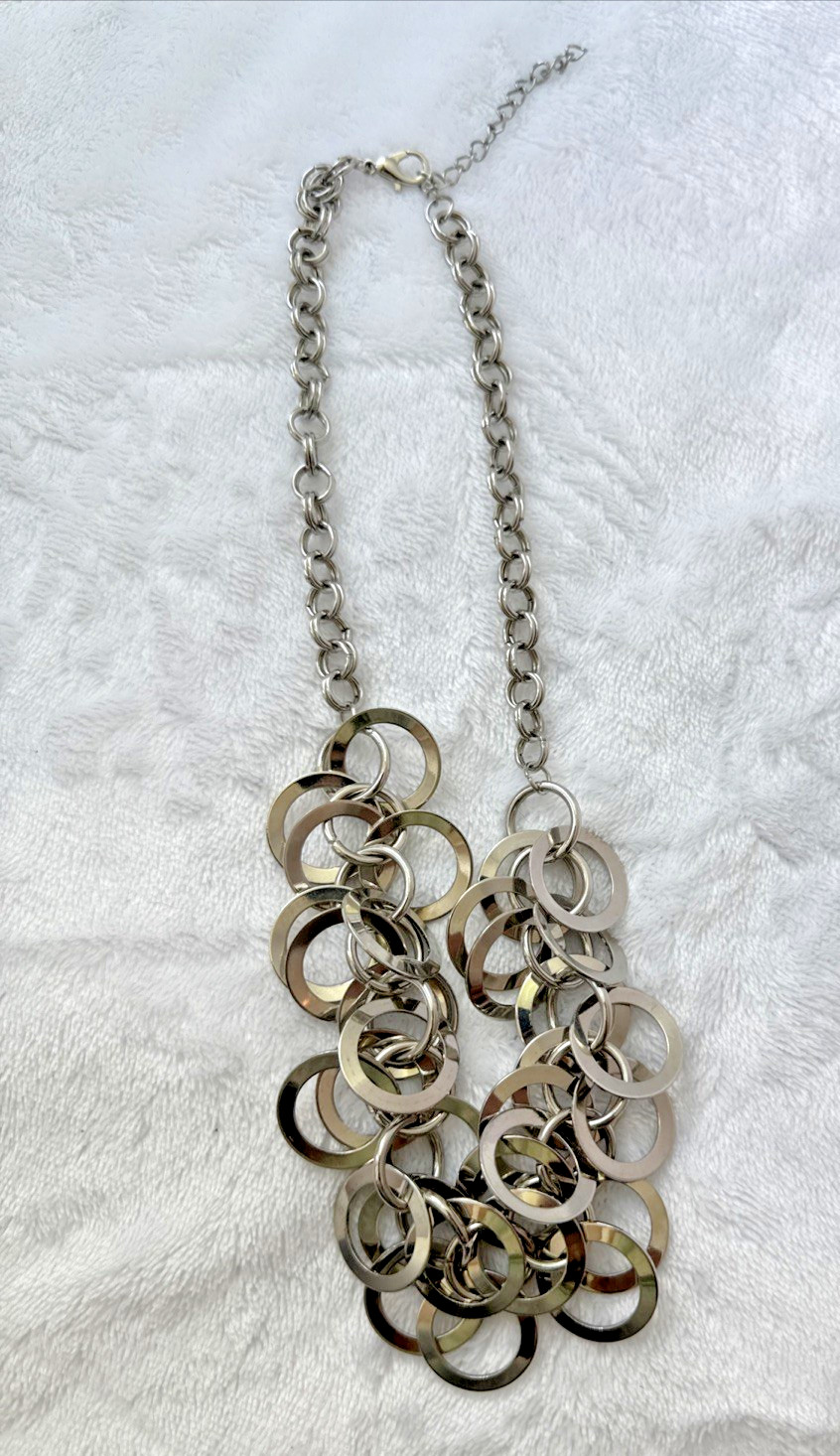 Vtg CHUNKY 1990s 80s y2k statement Brutalist Metal Modernist Necklace Unique