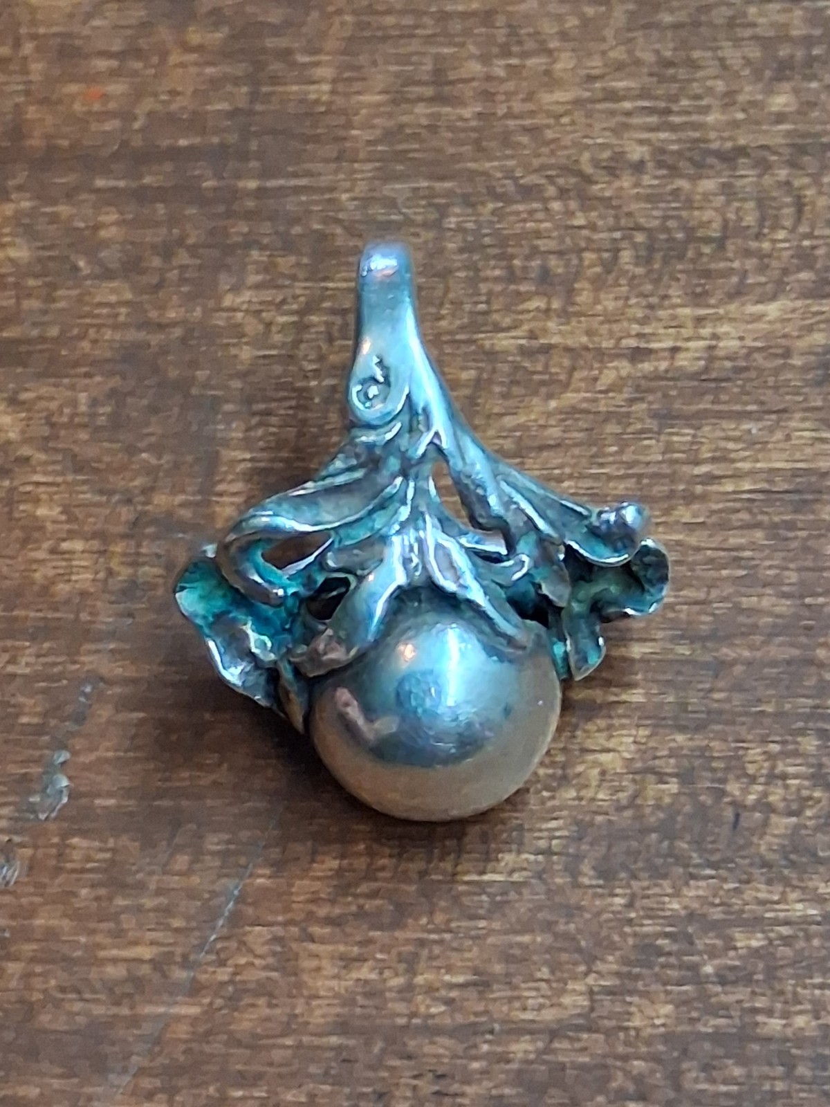 Vtg Sterling Silver Jens Petersen Art Nouveau Poppy Flower Perfume Orb Ring 2.75