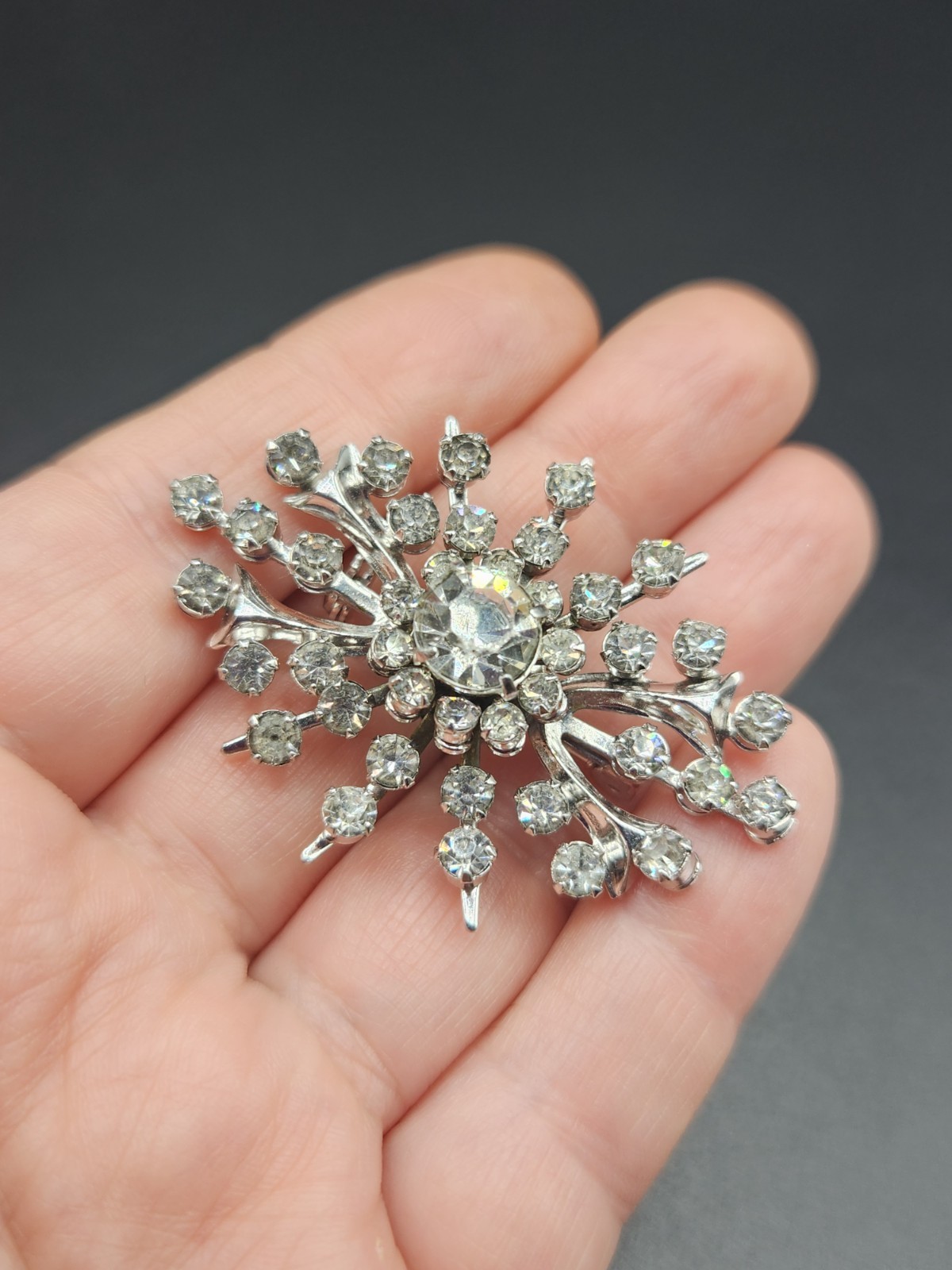 Vintage Rhinestone Earrings and Brooch