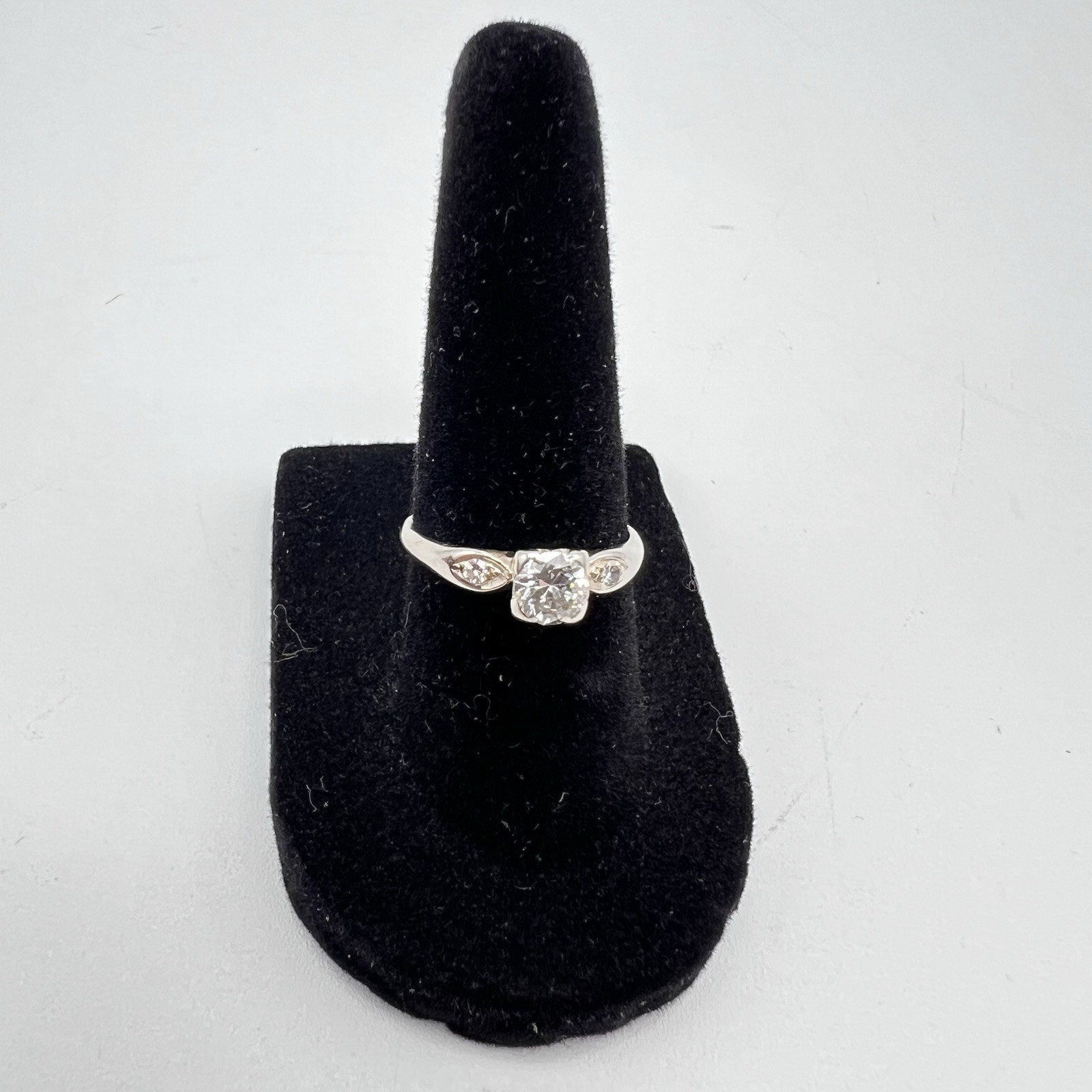 Vtg 14k White Gold 6.75 Ring Old European Cut Diamond 0.5ct H Color SI2 Clarity