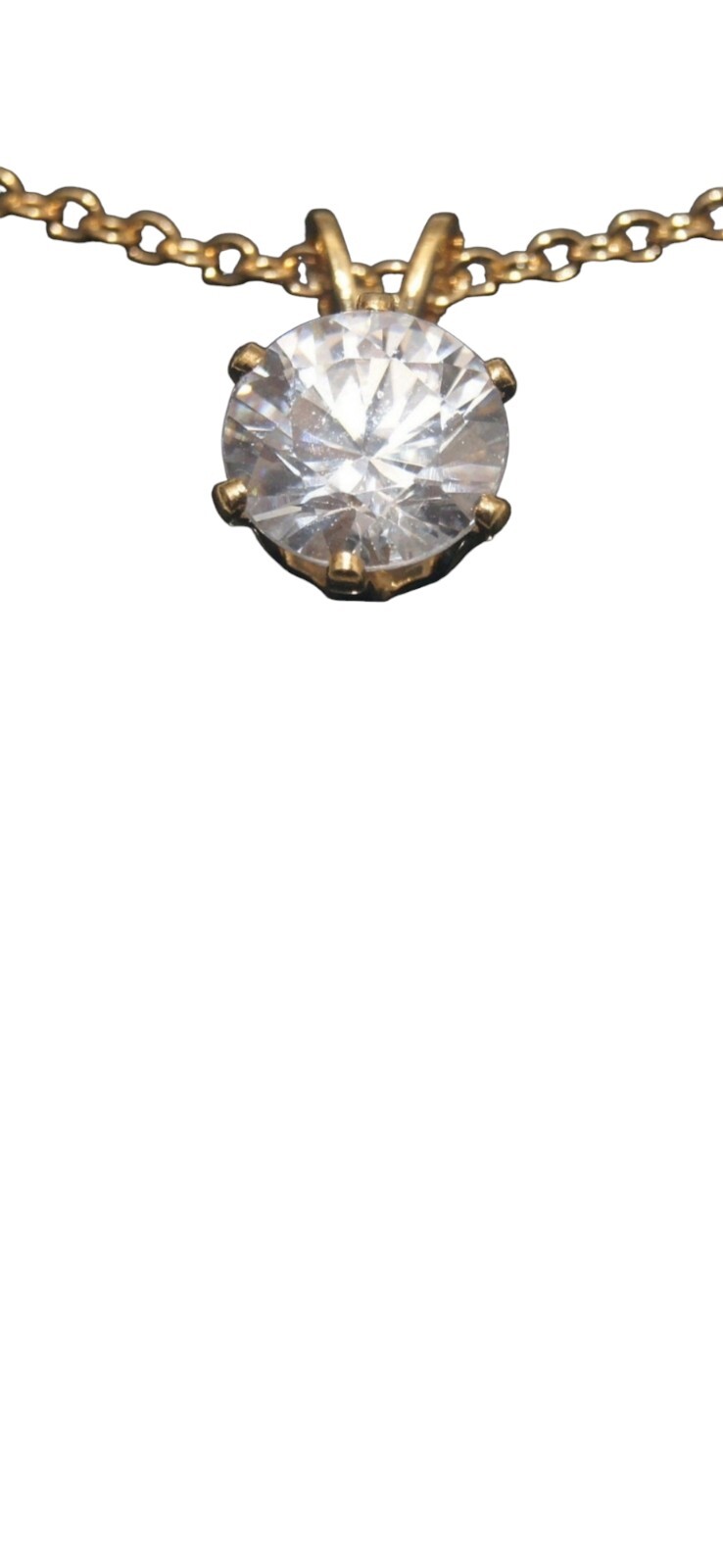 Vintage Lindenwold Fine Jewelers 18″ Gold Tone Cubic Zirconia Necklace Pendant