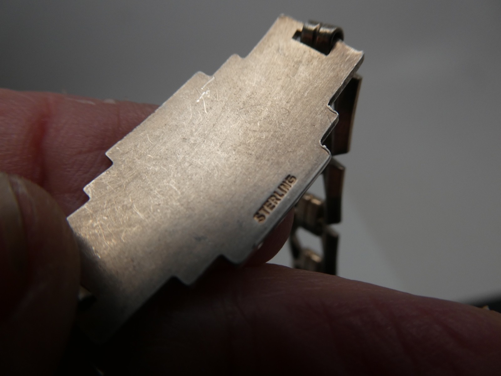 Art Deco Vintage Sterling Silver 925 Linked BLANK ID Bracelet Size 7.25″