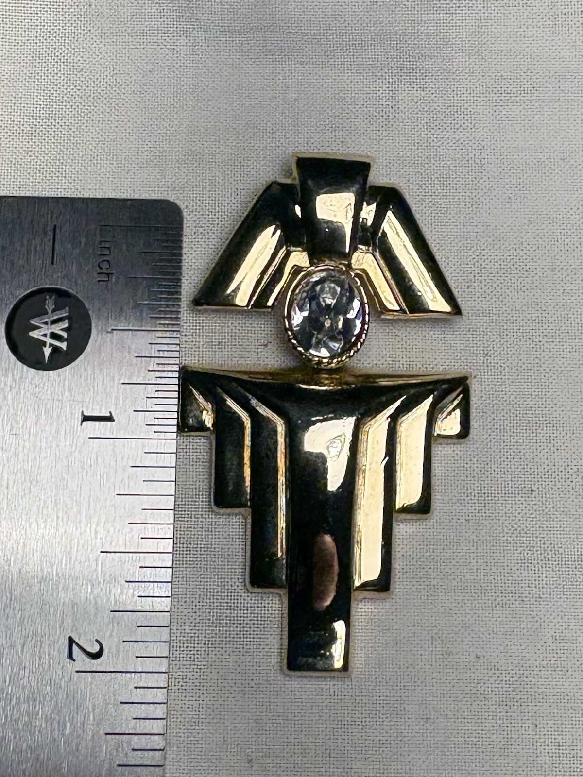 Vintage Bold Gold-Tone Geometric Brooch – 1980s/1990s Statement Pin