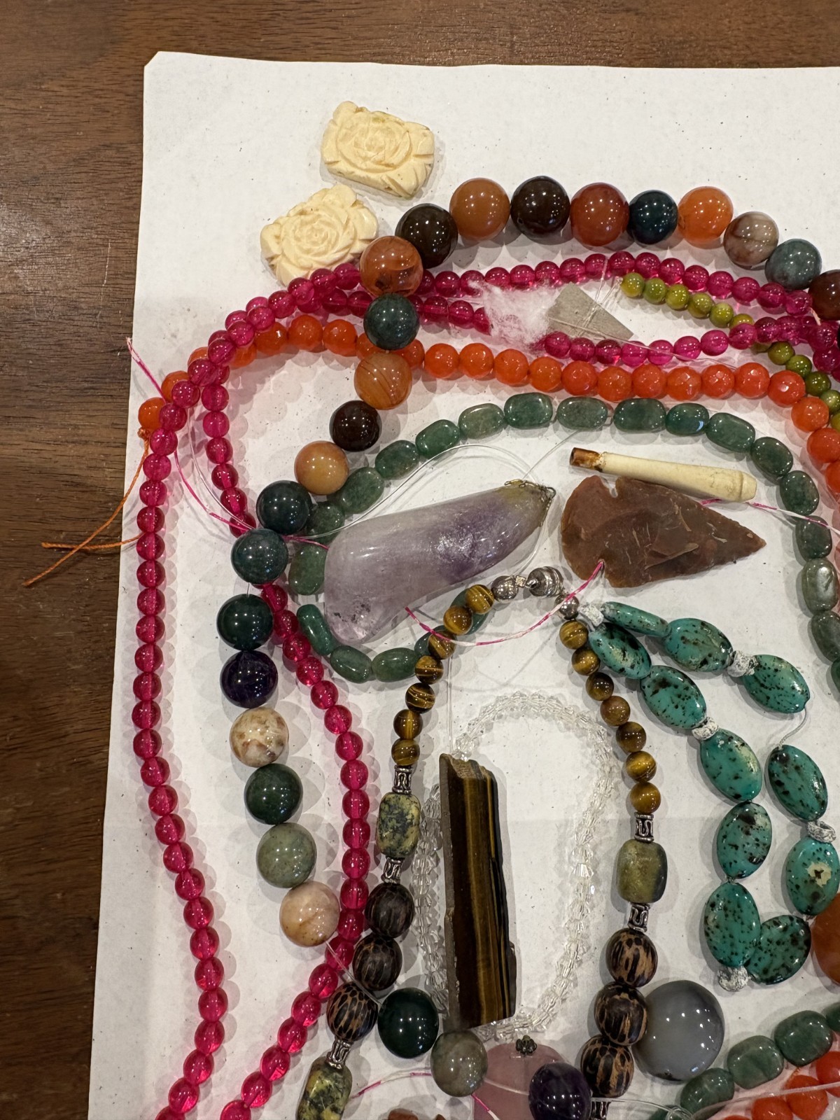 Mixed JEWELRY Lot Gemstones Turquoise Agate Purple Amethyst Bead Craft
