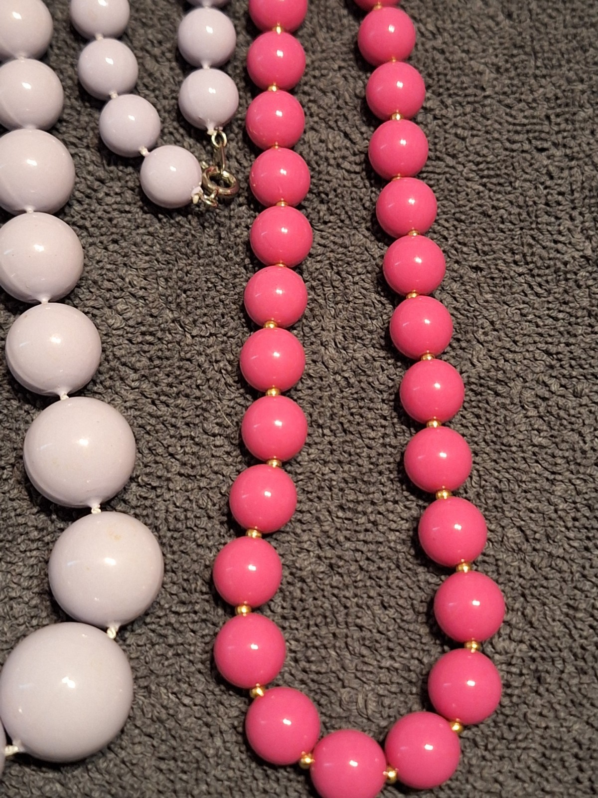 Vintage Lot Of 5 Beaded Costume Necklaces Various Lengths Purple Pink Red