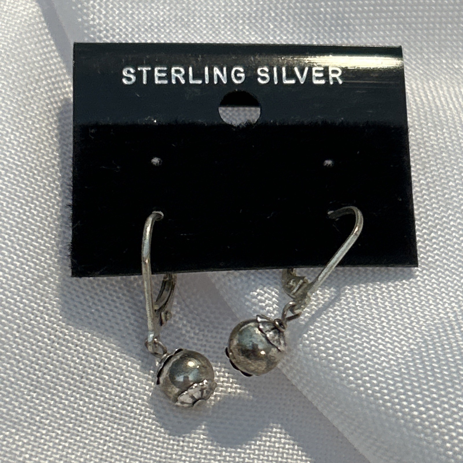 Vintage 925 Sterling Silver Ball Dangle Earrings Dainty Y2K 2000’s
