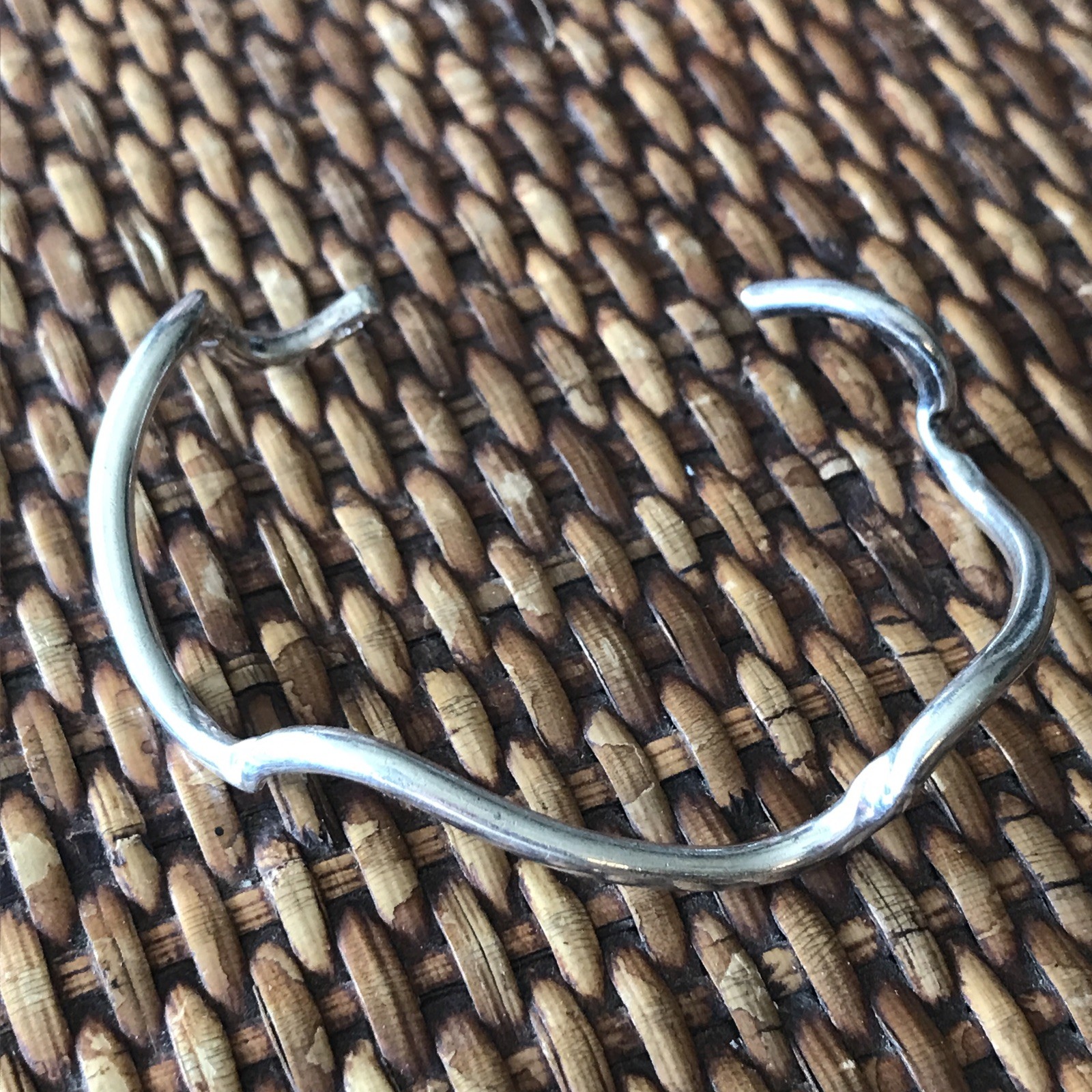 VTG Sterling Silver 925 SU Wave Cuff Bracelet Hallmarked Signed