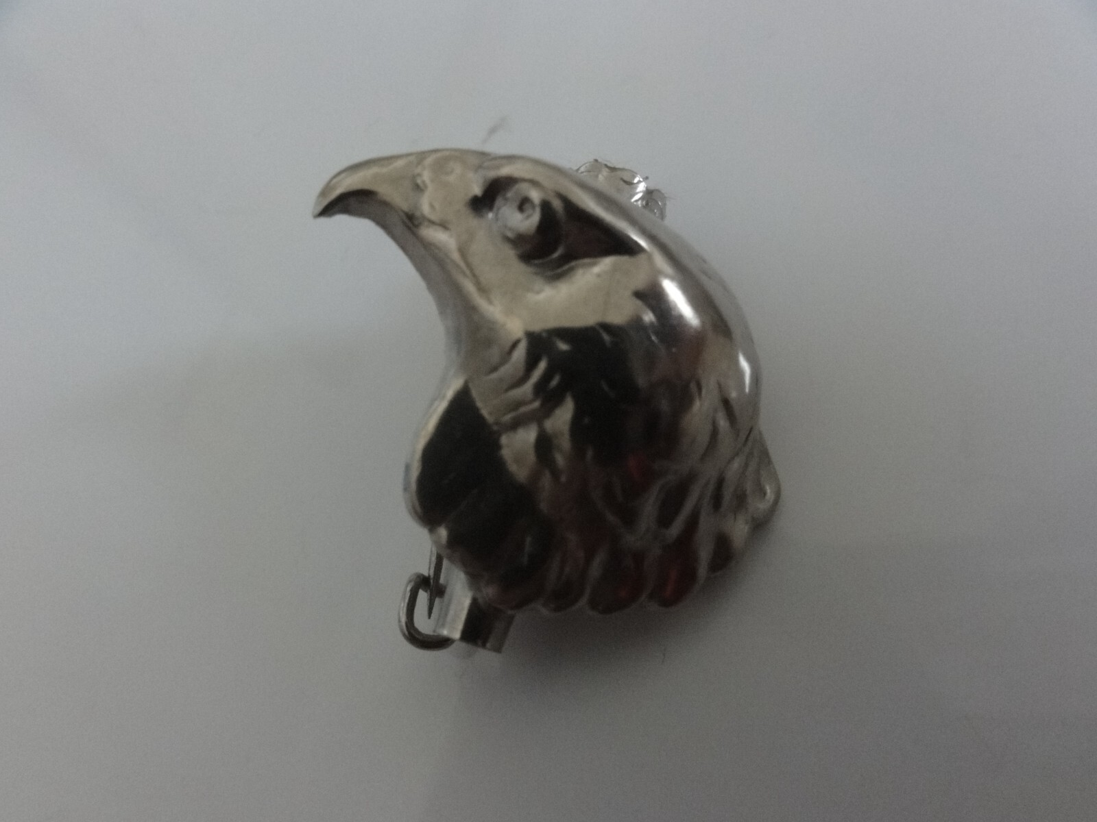 Vtg Rare Silver Eagle Head Man Hat Revere Hunt Pin Brooch with Feather Container