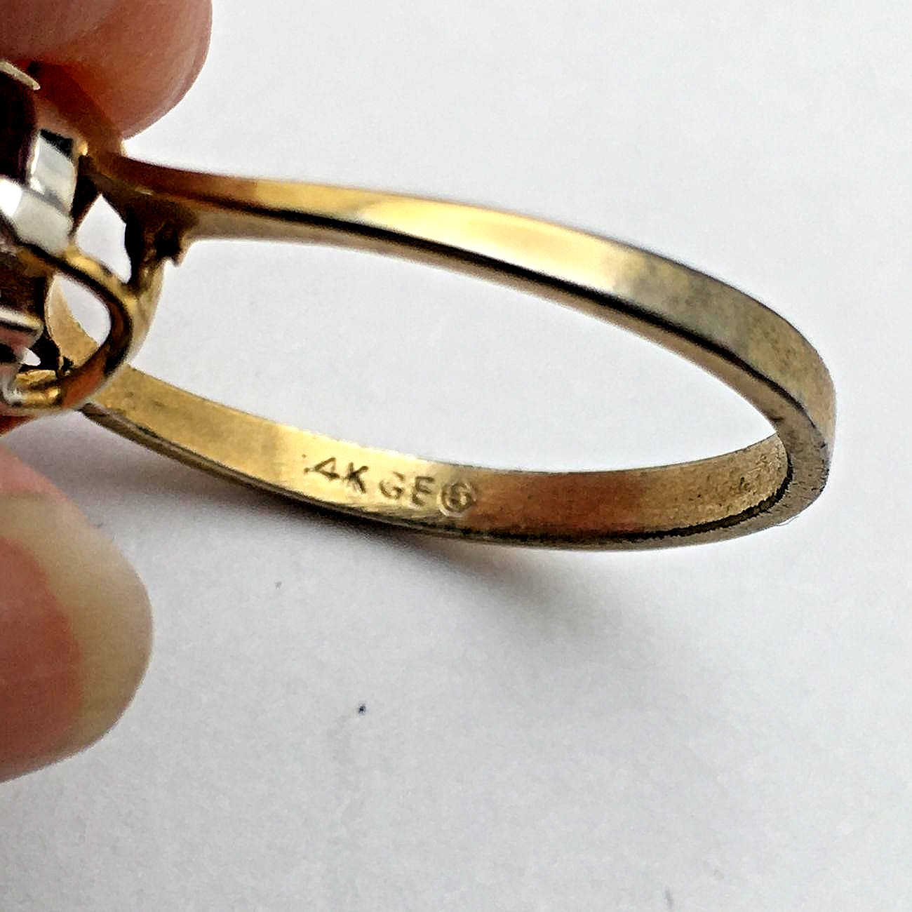 14k GE Gold Filled Red & Clear Stone Ring