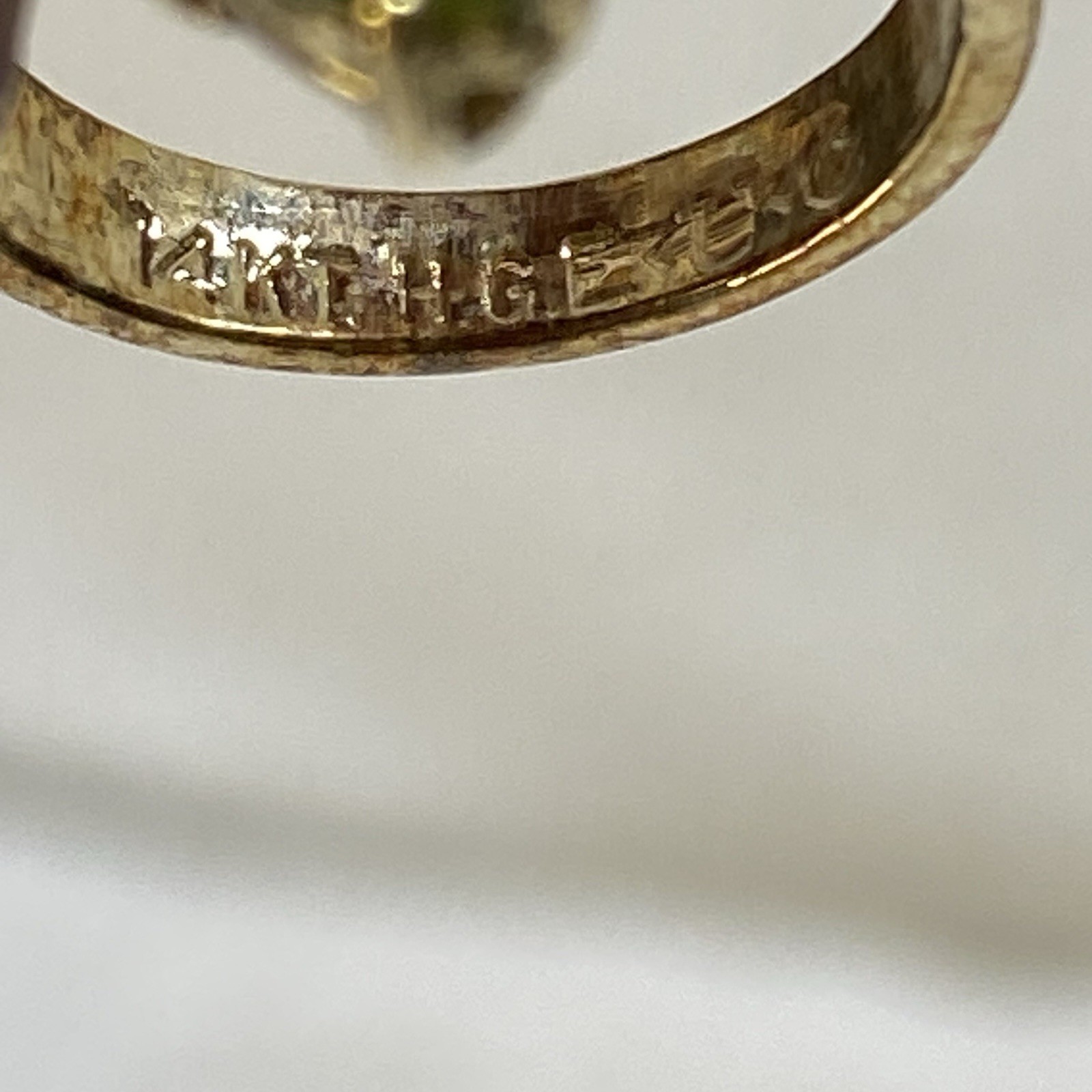 Antique/Vintage Designer 14 Kt. HGE Yellow Gold & Jade 5-Stone Ring Size 5