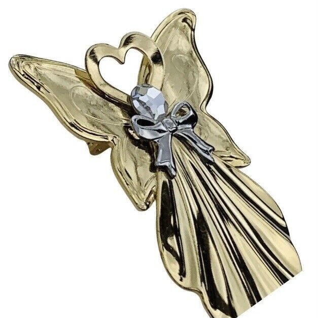 Vintage Angel Brooch 2.5″ Icy Angelcore Love Valentine Signed