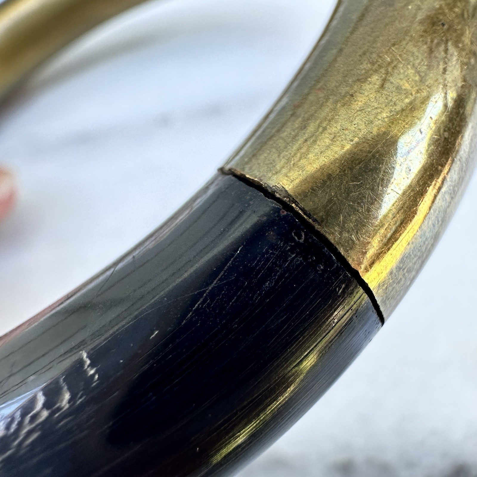 Vintage Black Coral Bangle Bracelet Brass Organic Material Modernist Sculptural